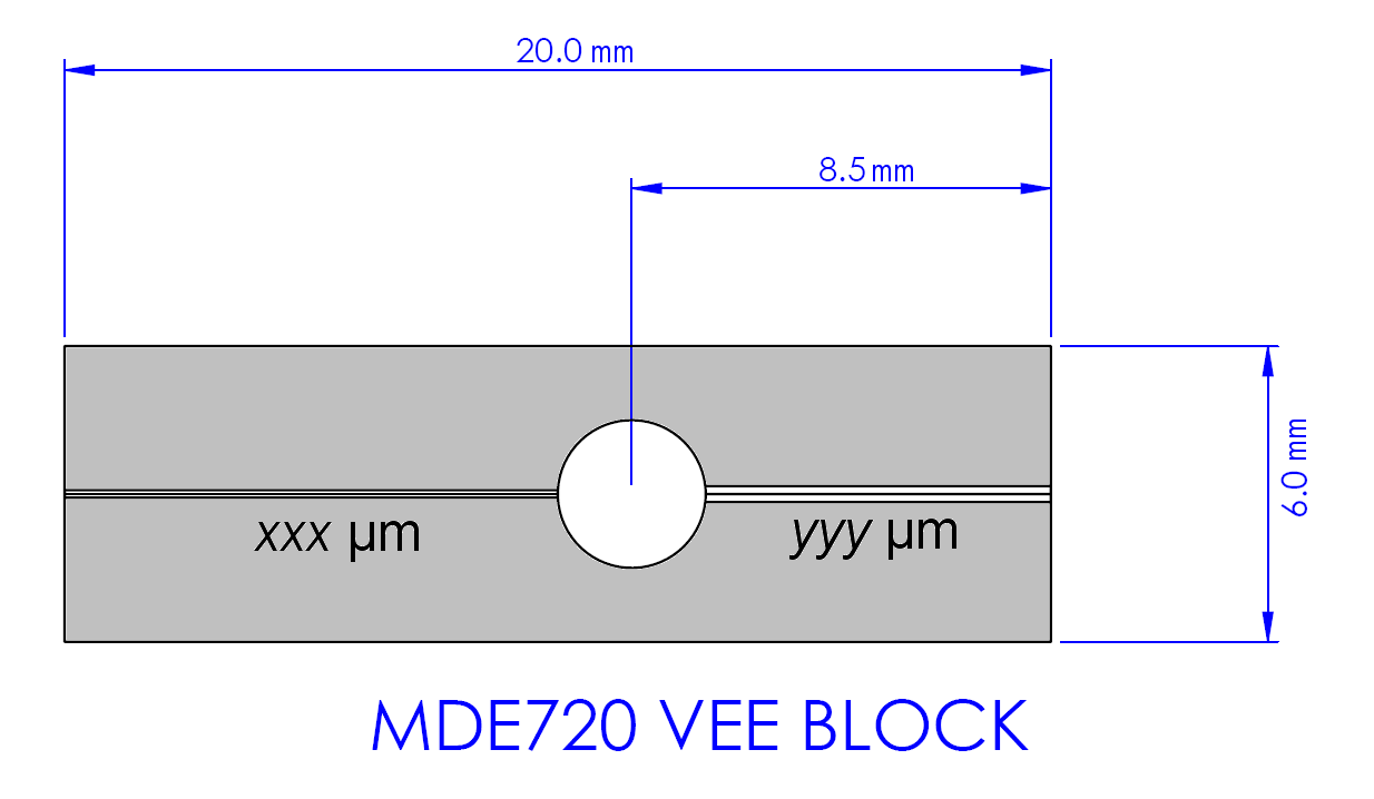 Drawing of MDE720 with fiber dimensions