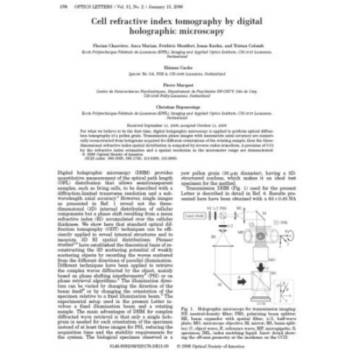 Cell refractive index tomography by digital holographic microscopy