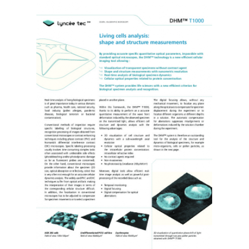 Living cells analysis: shape and structure measurements