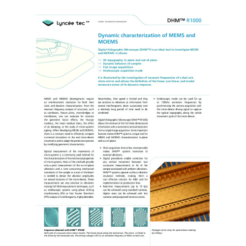 Dynamic characterisation of MEMS and MOEMS