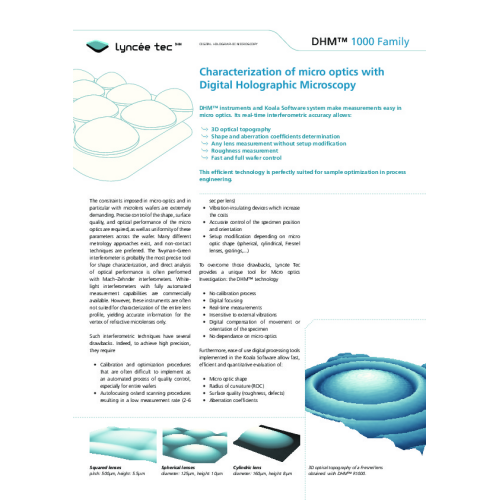 Characterisation of Micro Optics