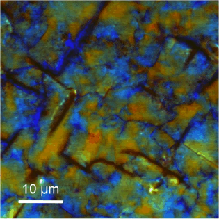 Confocal Raman image of stress in a diamond film